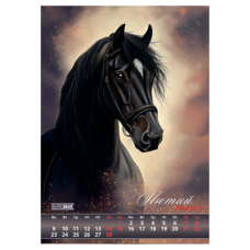 Календар настінний перек. BUROMAX 210601, А3 (на пружині) Horses 2026р. (10) /BM.210601/