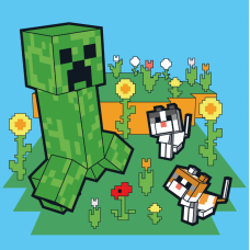 Картина по номерам SANTI Майнкрафт Крипер и котики 25х25см