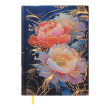 Щоденник недатований BUROMAX А5 PEONY 20170-03 темно-синій (друкована обкладинка) /BM.20170-03/