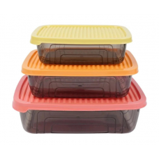 Судок д/харч. продуктів Herevin Rectangular Storage Bowl Set 2024 163330-150 набір 3шт. (0,35л+0,6л+1,05л) (прямокутний) (контейнер)