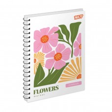 Блокнот YES А5 на спір. тв. пал. 80арк. Flowers 152292 (клітинка) /152292/