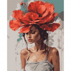 Картина за номерами SANTI Дівчина з червоною квіткою 40х50 см