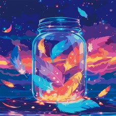 Картина за номерами SANTI Магічне пір'я 40х40 см LED підсвітка