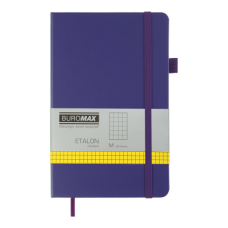 Блокнот BUROMAX 125*195мм 96арк. ETALON 291160-07 штучна шкіра, фіолетовий (клітинка) /BM.291160-07/