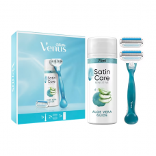 Бритва Gillette Venus Smooth д/жінок (2 картр.) + Гель для гоління Satin Care Aloe Vera 75мл 