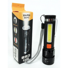 Ліхтарик BL-P716-P50+COB/XH-P50/BX-P12 (біле +червоне) zoom +Type-C, 4режима (вбудований акум. алюм.)