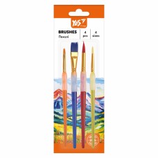 Пензлики у наборі  4шт. YES 310922 O`range Line синтетика (2 круглі №2, №10, плоскі №2, №5/8) /310922/