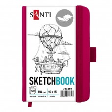 Скетчбук SANTI 743359 тв.обкл. PU 10х15см, 100арк, 110г/м, сливовий (для графіки) /743359/