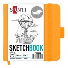 Скетчбук SANTI 743362 тв.обкл. PU 12x12см, 100арк, 110г/м, жовтий (для графіки) /743362/