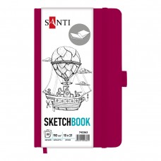 Скетчбук SANTI 743363 тв.обкл. PU 13х21см,  80арк, 110г/м, сливовий (для графіки) /743363/