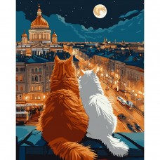 Картина за номерами SANTI Коти на даху 40х50 см LED підсвітка