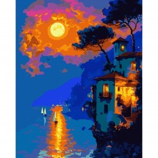 Картина за номерами SANTI Захід сонця на узбережжі 40х50 см LED підсвітка