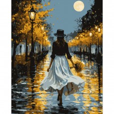 Картина за номерами SANTI Дівчина з букетом 40х50 см LED підсвітка