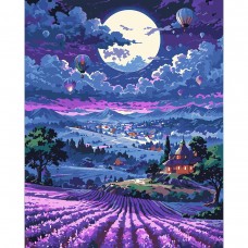 Картина за номерами SANTI Захід сонця та лаванда 40х50 см LED підсвітка