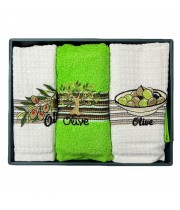 Рушник кухонний 3шт. ADA 50x70см, в подар. уп, (2шт. вафельний + 1шт. махровий)