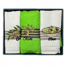 Рушник кухонний 3шт. ADA 50x70см, в подар. уп, (2шт. вафельний + 1шт. махровий)