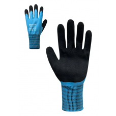 Рукавички робочі синтетичні SeVen сині з синьо-чорним вспіненим повним латексним покриттям (р.10) /69803/