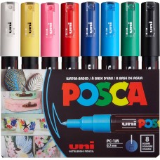 Набір маркерів художніх UNI POSCA  8кол. PC-1M 8C (0,7-1мм) /PC-1M 8C/