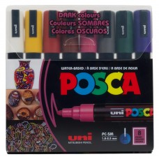 Набір маркерів художніх UNI POSCA Dark Color 8кол. PC-5M DARK COLOR 8C (1,8-2,5мм) /PC-5M DARK COLOR 8C/