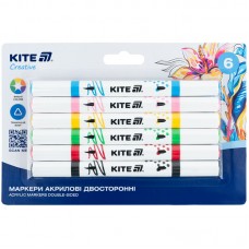 Набір маркерів акрилових KITE Creative  6кол. двосторонні K-1293 /K-1293/