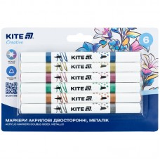 Набір маркерів акрилових KITE Creative  6кол. металік, двосторонні K-1294 /K-1294/