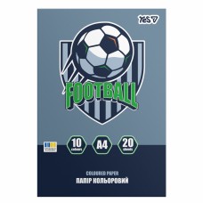Папір кольоровий А4 20арк 10 кольорів YES 955496 Football, на скобі (50) /955496/