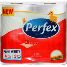 Папір туалетний  PERFEX Pure White  4шт.в уп. 3-шар. білий