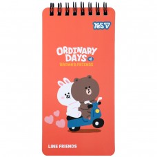 Блокнот Yes Line Friends Moto 80x160 60 аркушів клітинка
