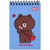 Блокнот YES 100x150мм на спір. 60арк. Line Friends Choco 152247, з фігурною висічкою (клітинка) (30) /152247/