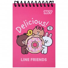 Блокнот YES 100x150мм на спір. 60арк. Line Friends Donut 152248, з фігурною висічкою (клітинка) (30) /152248/