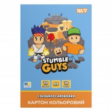 Картон кольоровий односторонній Yes Stumble Guys 10 аркушів А4 папка