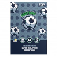 Картон кольоровий двосторонній Yes Football 10 аркушів А4 папка