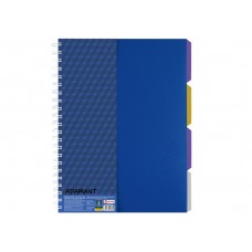 Книга канц. на спіралі  А4 120арк # офс. OPTIMA  Adamant 20843-02 пластик. обкл. з розділювачами та перфорацією, синя /O20843-02/