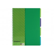 Книга канц. на спіралі  А4 120арк # офс. OPTIMA  Adamant 20843-04 пластик. обкл. з розділювачами та перфорацією, зелена /O20843-04/