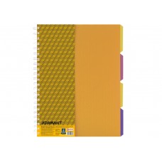 Книга канц. на спіралі  А4 120арк # офс. OPTIMA  Adamant 20843-05 пластик. обкл. з розділювачами та перфорацією, жовта /O20843-05/