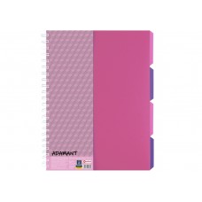 Книга канц. на спіралі  А4 120арк # офс. OPTIMA  Adamant 20843-09 пластик. обкл. з розділювачами та перфорацією, рожева /O20843-09/