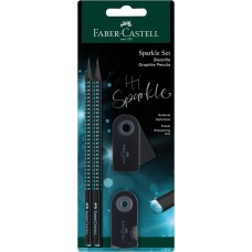 Олівець графітовий Faber-Castell 118295 GRIP 2001 B Sparkle Black-ocean 2шт+ластик+чинка /118295/
