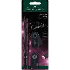 Олівець графітовий Faber-Castell 118296 GRIP 2001 B Sparkle Black Rose 2шт+ластик+чинка /118296/