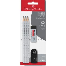 Олівець графітовий Faber-Castell 217079 GRIP 2001 2B 3шт+ластик+чинка /217079/