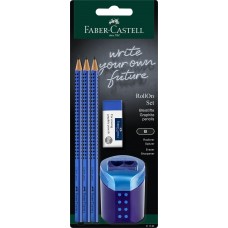 Олівець графітовий Faber-Castell 217083 GRIP Blue 2001 B 3шт+ластик+чинка /217083/