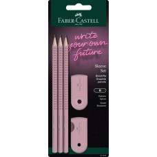 Олівець графітовий Faber-Castell 217084 GRIP Rose Shadows 2001 B 3шт+ластик+чинка /217084/