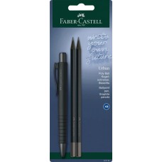 Набір Faber-Castell 241124 Ручка кулькова авт. Poly Ball Urban Black+2шт. графітових олівця Black (у блістері) /241124/