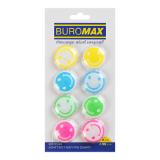 Магніти BUROMAX  8шт. 3см 0044, SMILE /BM.0044/