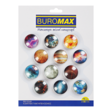 Магніти BUROMAX 12шт. 3см 0048, SPACE /BM.0048/