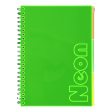 Книга канц. на спір. А4 120арк. # офс. BUROMAX NEON, пласт.обкл. з розділ. та перфорацією, зелена /BM.24349911-04/