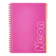 Книга канц. на спір. А4 120арк. # офс. BUROMAX NEON, пласт.обкл. з розділ. та перфорацією, рожева /BM.24349911-10/