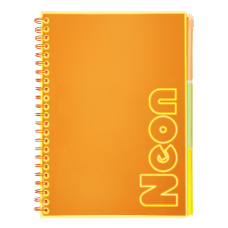 Книга канц. на спір. А4 120арк. # офс. BUROMAX NEON, пласт.обкл. з розділ. та перфорацією, помаранчева /BM.24349911-11/