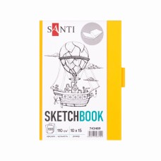 Скетчбук SANTI 743489 тв.обкл. PU 10х15см, 100арк. 110г/м, жовтий з карманом (для графіки) /743489/