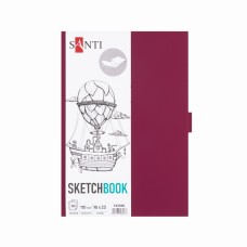 Скетчбук SANTI 743506 тв.обкл. PU 16х23см,  80арк. 110г/м, сливовий з карманом (для графіки) /743506/