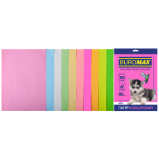 Папір кольоровий 80г/м, А4 10кол./5шт./50арк. BUROMAX 2721750-99, PASTEL+ NEON /BM.2721750-99/